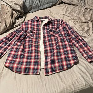 Fur Lined Flannel Red White Blue Mens Large
